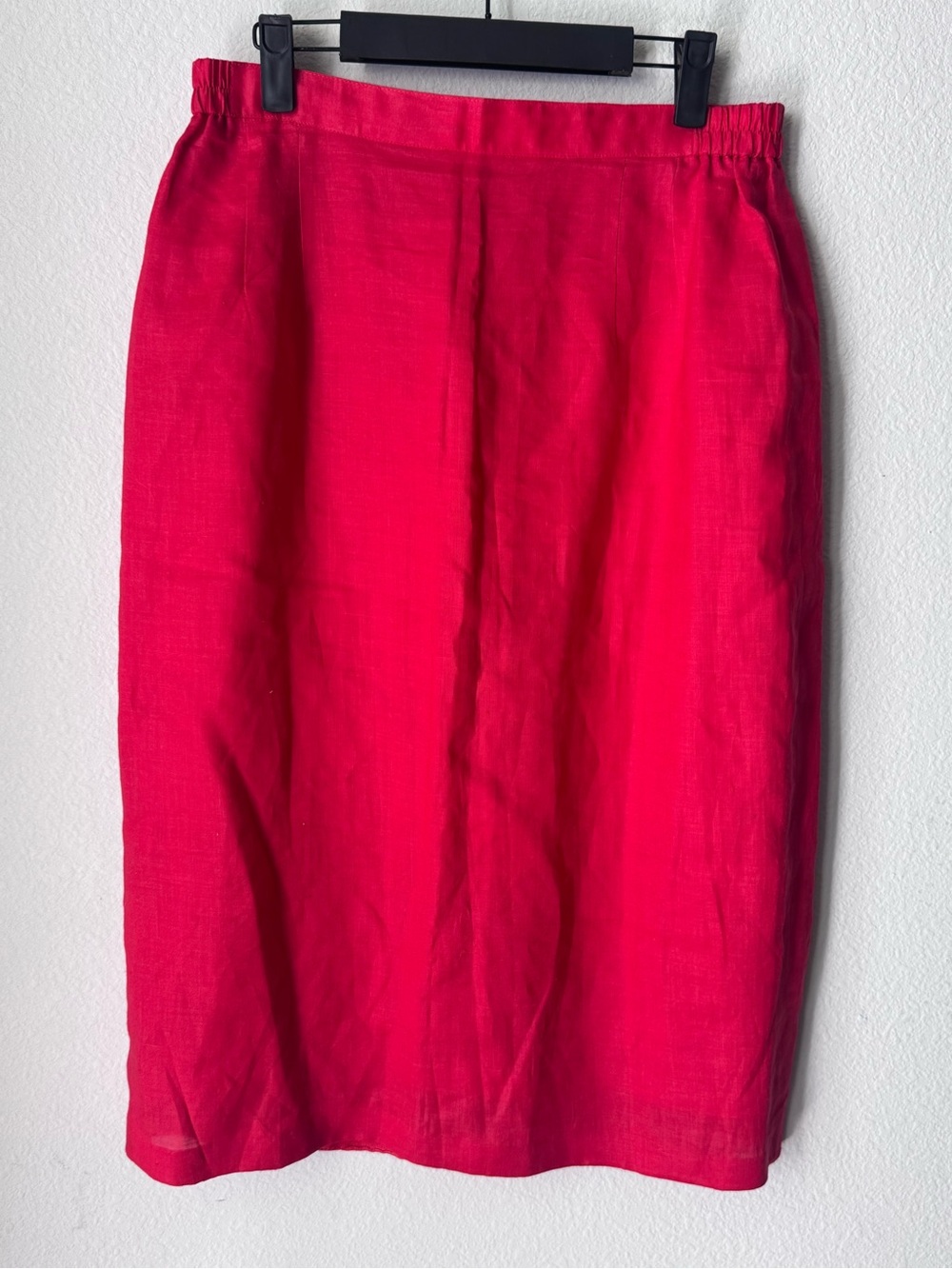 Anna French Bright Red Linen Blend Pencil Skirt